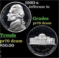 Proof 1990-s Jefferson Nickel 5c Grades GEM++ Proo