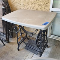 O623 Unique side table made w sewing machine base