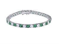 925S 6.3ct Moissanite & Emerald Tennis Bracelet