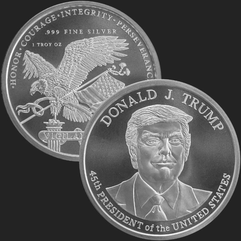 1 OZ SILVER ROUND DONALD J TRUMP