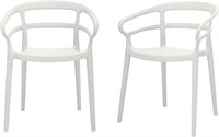 White, Curved Back Dining Chair-Set of 2