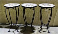 Set of 3 Plant Stands w/ Mosaic Tile Tops
