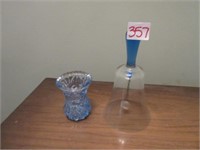 blue glass bell and vase