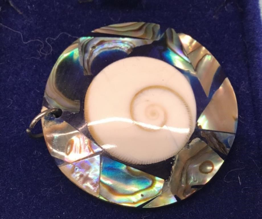 Shiva eye & abalone pendant