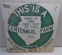 1976 Centennial Farm Metal Sign