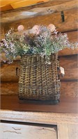 Basket with artificial flowers. 18 inches tall