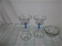 2 Blue Stem 6.5"-2 Dessert Cups & 6" Bowl