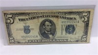 1934-D Five Dollar Silver Certificate Bill