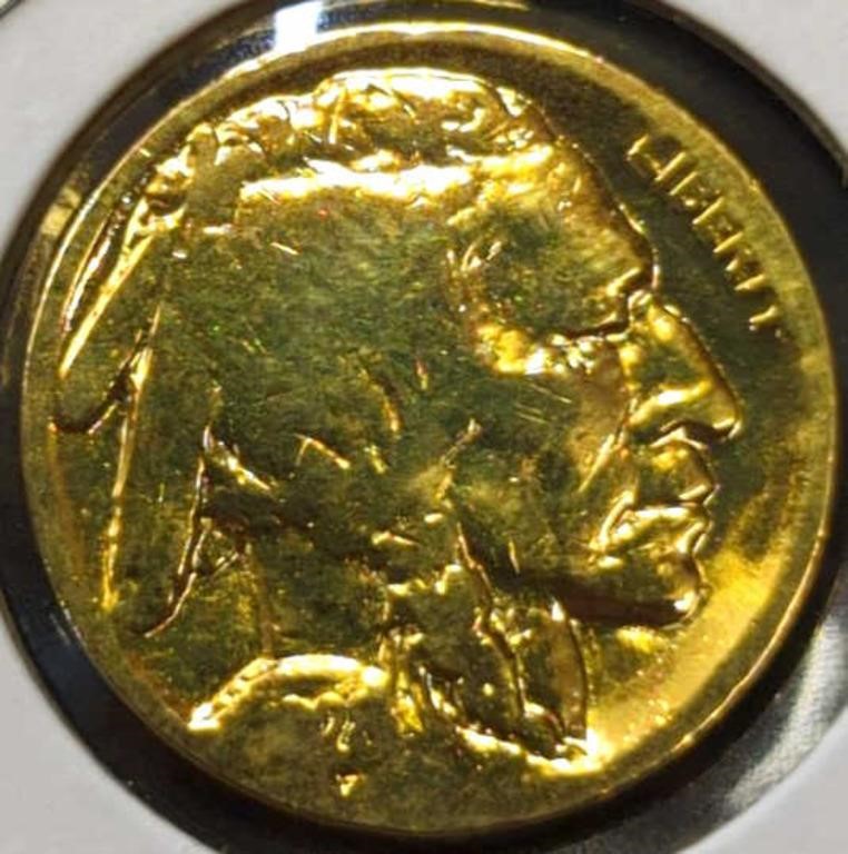 24k gold-plated 1928 buffalo nickel