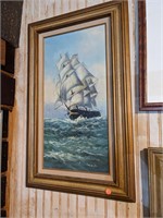 Ship on the High Seas Framed Painting 19 x 31