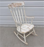 White Wood Rocking Chair: Distressed Finish
