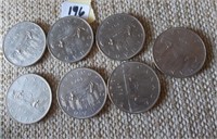 7 Canadian One Dollar Coins