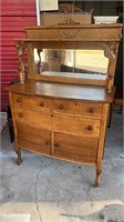 Oak Claw Foot Sideboard w/ Mirror