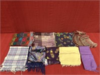 9 assorted designer and craftsman scarves