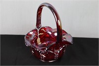 Smith Glass Co Red Carnival Glass Basket
