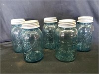 5) blue jars