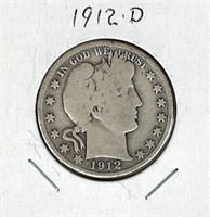 1912-D Barber Silver Half Dollar