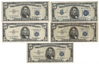 (5) $5 U.S. Silver Certificates