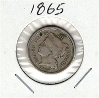 1865 Nickel 3 Cent Piece