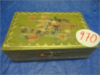 WOODEN JEWELRY BOX & CONTENTS