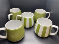 Amcrest green & stripe mug, tea set, etc