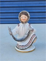 VINTAGE LOMONOSOV ESKIMO FIGURE USSR Girl W/ FISH