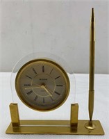 Bulova German Movement Desk Clock with Pen Holder