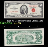 1963 $2 Red Seal United States Note Grades Choice