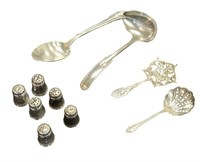 LOT OF STERLING SILVER SALTS, SPOONS