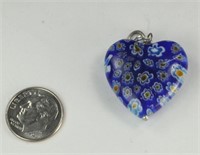 MURANO GLASS BLUE FLORAL PENDANT