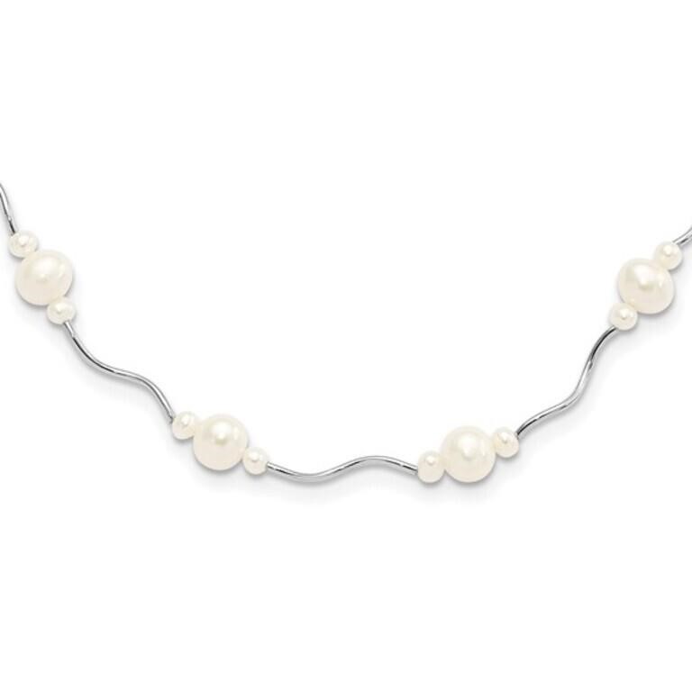 Sterling Silver White Cultured Pearl Necklace