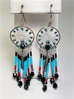 Large Sterling Dream Catcher Earrings 12 Grams