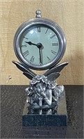 ANTIQUE ART NOUVEAU SILVERPLATE & MARBLE CLOCK