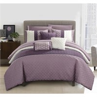 10 Piece Comforter Set For King size Color Plum