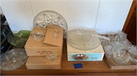 Glassware, lazy susan, crystal, punch glass sets