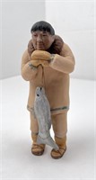 Alaskan Eskimo Inuit Man Pottery Figurine