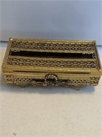 Vintage unique gold tone tissue box stand