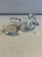 2-  clear glass swans