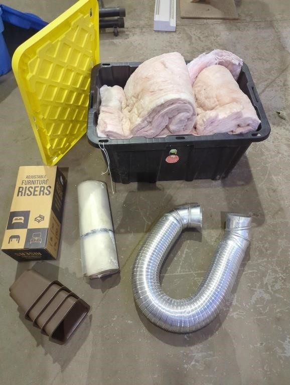 Tote full of insulation, polythene wrap,