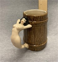 Vintage Nude Pin up Girl Handle Barrel Mug