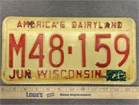 1973 America’s Dairyland Wisconsin License Plate