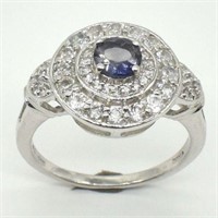 SILVER IOLITE CZ(3.3CT) RHODIUM PLATED RING