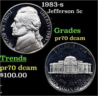 Proof 1983-s Jefferson Nickel 5c Graded pr70 dcam