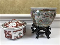 Chinese planter and bowl with lid
