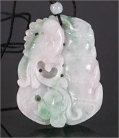 Chinese Green & White Jadeite Pendant