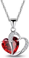 Heart .66ct Garnet & White Sapphire Necklace