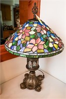 Leaded Art Glass Electric Parlor Lamp