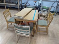 vintage kitchen drop leaf table with 6 chairs,  2