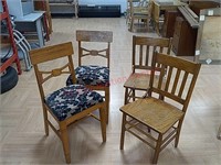 4- Antique oak kitchen chairs