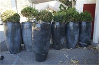 7 Glazed ceramic planters - cobalt blue glazed